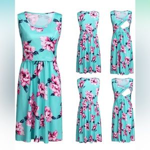 NWOT Blue And Pink Floral Maternity And Nursing Dress